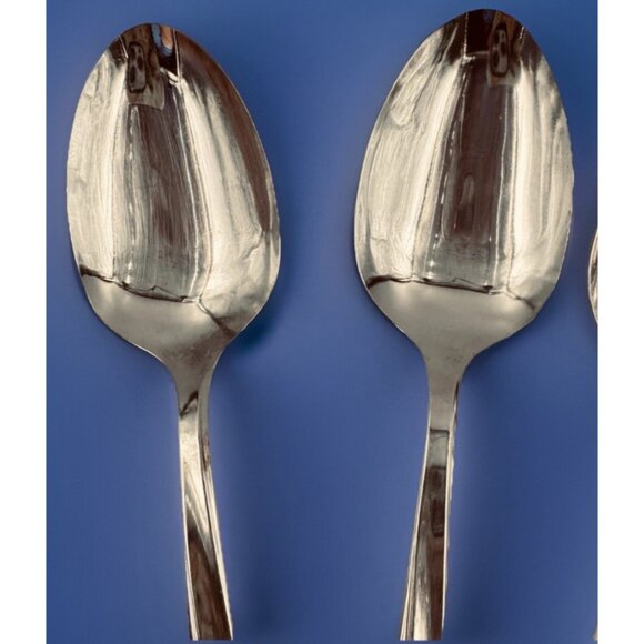 Oneida Community Twin Star Serving Spoons 4pc Set Atomic Starburst MCM Stainless - Picture 2 of 6